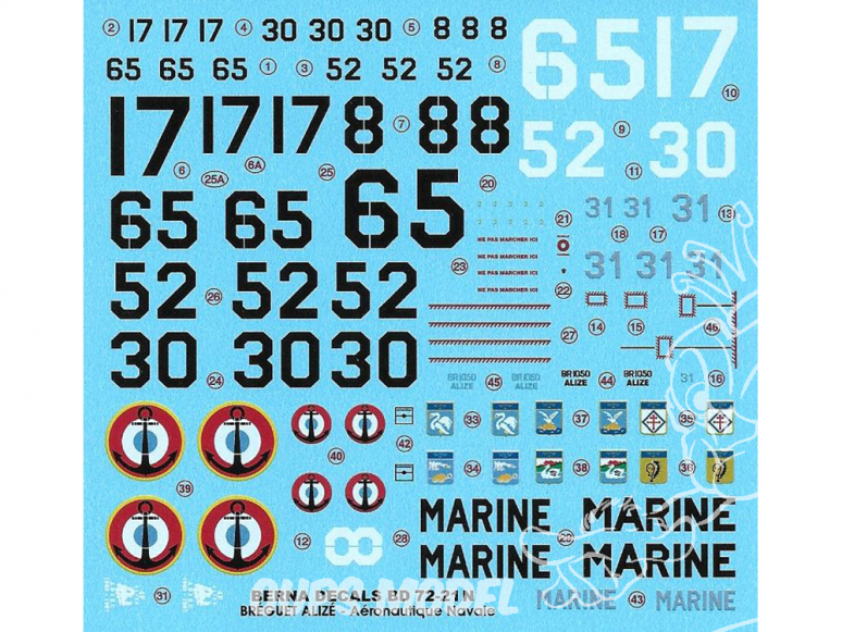 Decalques Berna decals BD72-21 BREGUET 1050 ALIZE - Aeronautique Navale 1/72