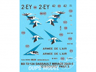 Decalques Berna decals BD72-124 Dassault Mirage 2000-5F Cigognes Part 2 1/72
