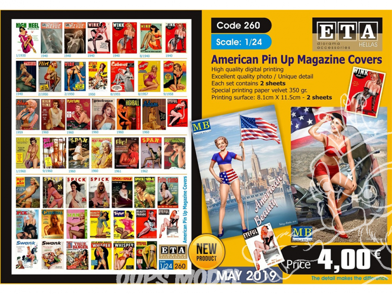 ETA diorama 260 couvertures de magazines américains pin up 1/24