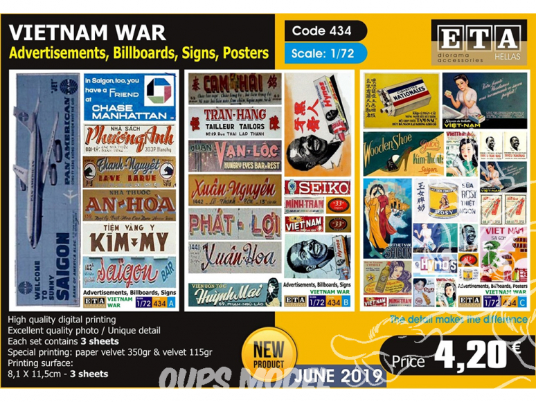 ETA diorama 434 publicités et panneaux d'affichage guerre du vietnam 1/72