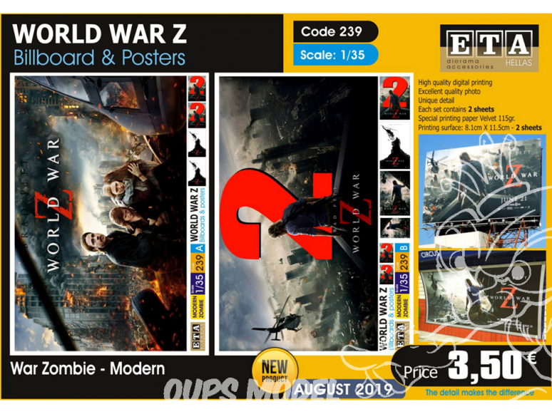 ETA diorama 239 panneaux d'affichage et affiches World War Z 1/35