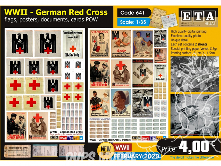 ETA diorama 641 croix rouge allemande drapeaux, affiches, documents, cartes pow 1/35