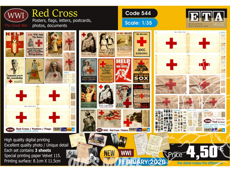 ETA diorama 544 croix rouge drapeaux, affiches, documents, cartes postales WWI 1/35