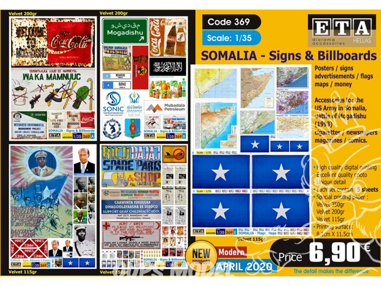 ETA diorama 369 Somalie enseignes et panneau d'affichage 1/35