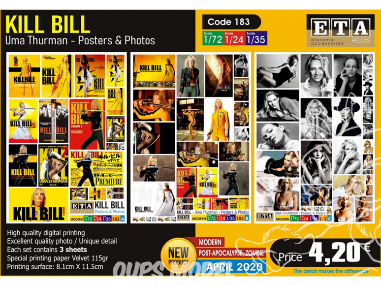 ETA diorama 183 Kill Bill Uma Thurman posters et photos 1/72 1/24 1/35