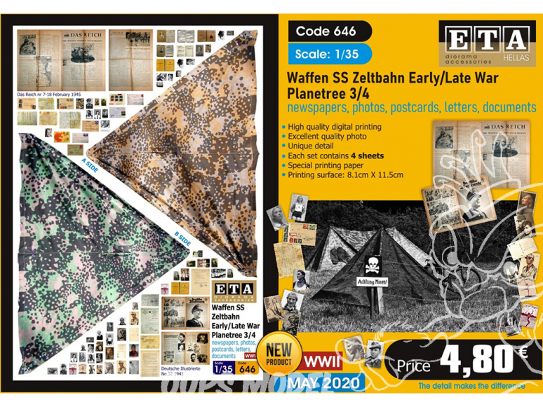 ETA diorama 646 Waffen SS Early Late toile de tente , cartes, photos, lettres et documents 1/35