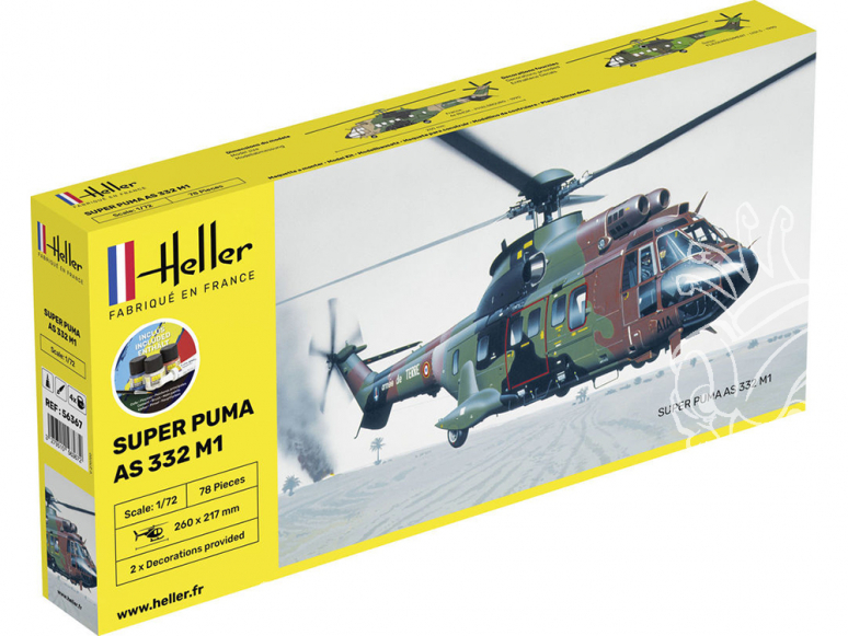 HELLER maquette helicopter 56367 STARTER KIT Super Puma AS 332 M0 1/72