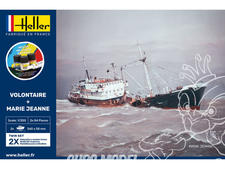 Heller maquette bateau 55604 STARTER KIT VOLONTAIRE et MARIE JEANNE Twinset 1/200