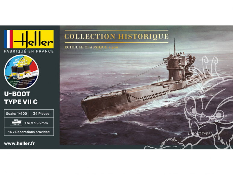 heller maquette sous marin 57002 STARTER KIT U-Boot Type VII C 1/400