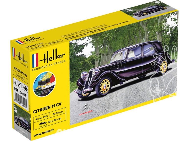 HELLER maquette voiture 56159 STARTER KIT Citroen 11 CV 1/43