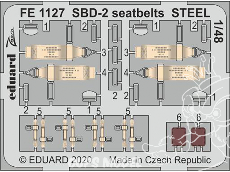 EDUARD photodecoupe avion FE1127 Harnais métal SBD-2 Academy 1/48