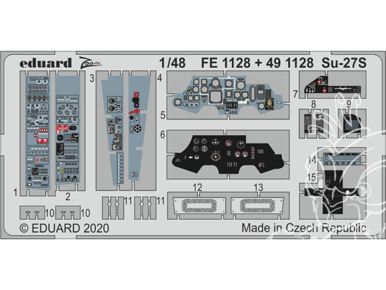 EDUARD photodecoupe avion FE1128 Zoom intérieur Sukhoi Su-27S Kitty Hawk 1/48