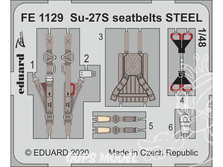 EDUARD photodecoupe avion FE1129 Harnais métal Sukhoi Su-27S Kitty Hawk 1/48