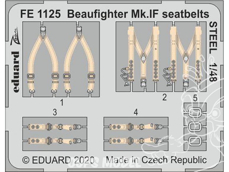 EDUARD photodecoupe avion FE1125 Harnais métal Beaufighter Mk.IF Revell 1/48