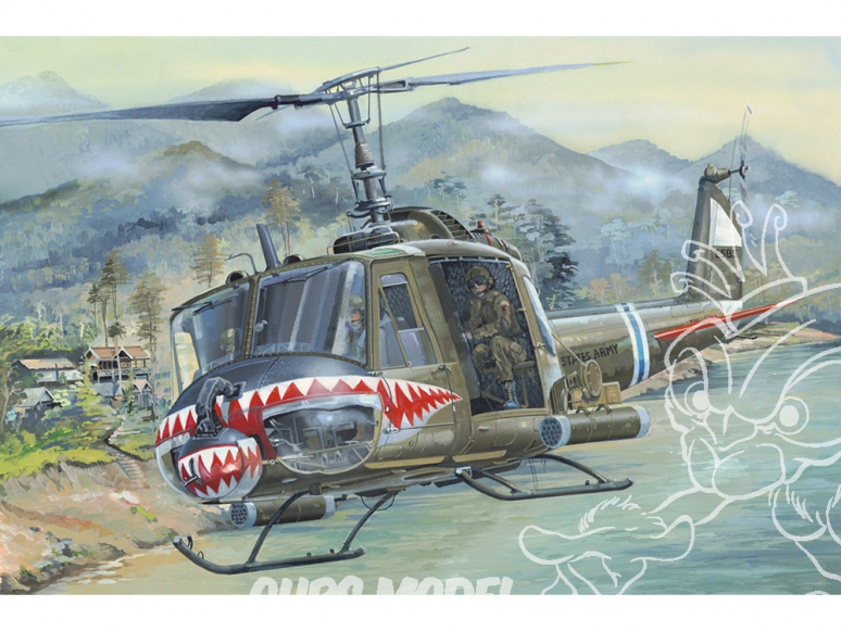 Hobby Boss maquette helicoptére 81806 UH-1 Huey B 1/18