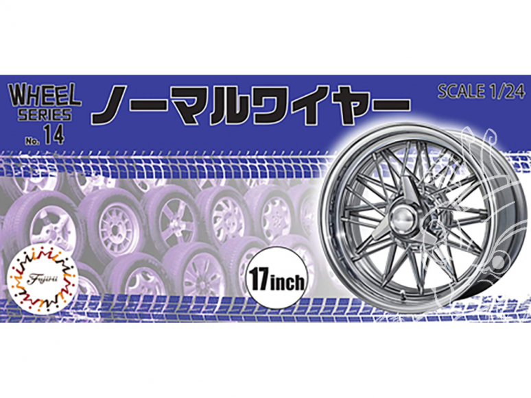 Fujimi maquette voiture 193557 Jantes Fil d'argent normal type 17" et pneus 1/24