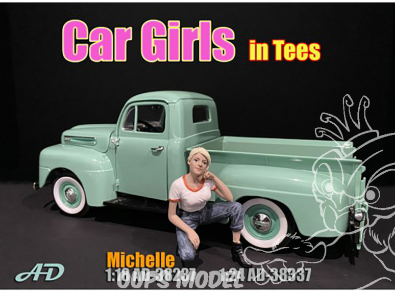 American Diorama figurine AD-38337 Car Girl en t-shirt Michelle 1/24