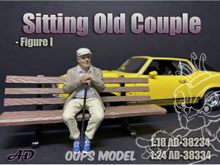 American Diorama figurine AD-38334 Vieux couple assis homme figurine I 1/24
