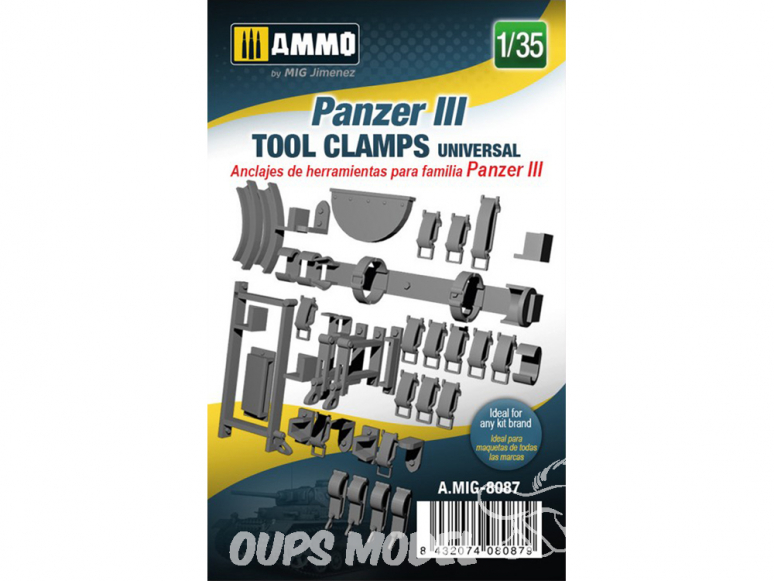 Ammo Mig accessoire 8087 Panzer III tool clamps 1/35