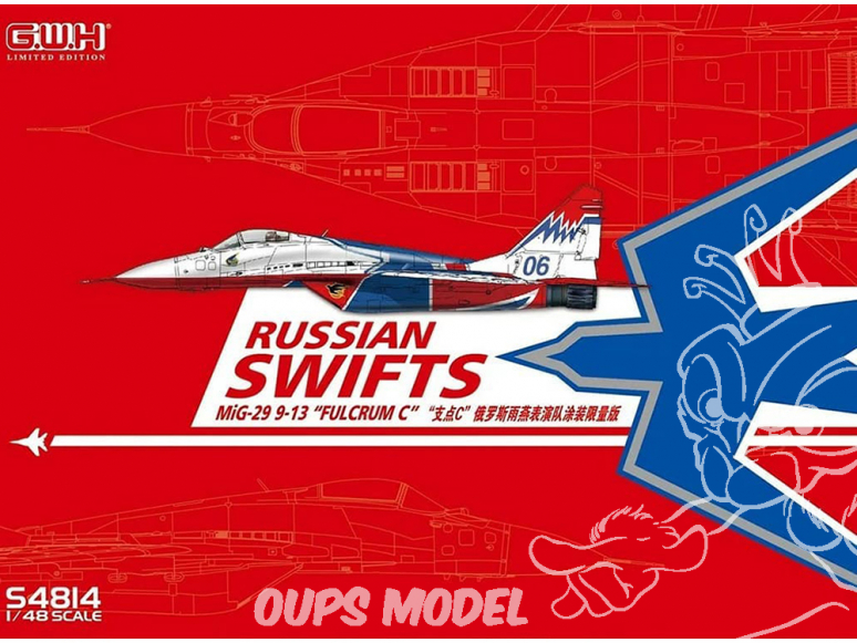 Great Wal Hobby maquette avion S4814 Russian Swifts MiG-29 9-13 "Fullcrum C" Edition limitée 1/48