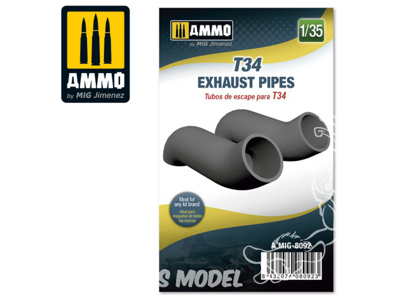 Ammo Mig accessoire 8092 Pipes d'échappement T-34 1/35