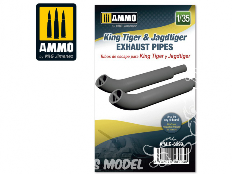 Ammo Mig accessoire 8093 Pipes d'échappement King Tiger & Jagdtiger 1/35