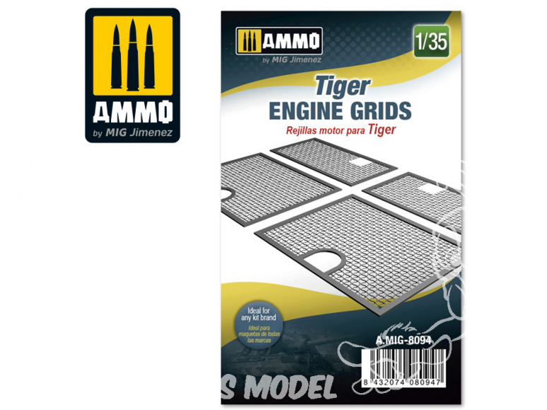Ammo Mig accessoire 8094 Grilles moteur King Tiger 1/35