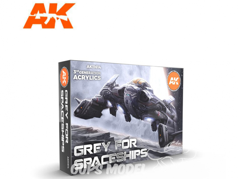 Ak interactive peinture acrylique 3G Set AK11614 Set gris pour vaisseaux spatiaux 6 x 17ml