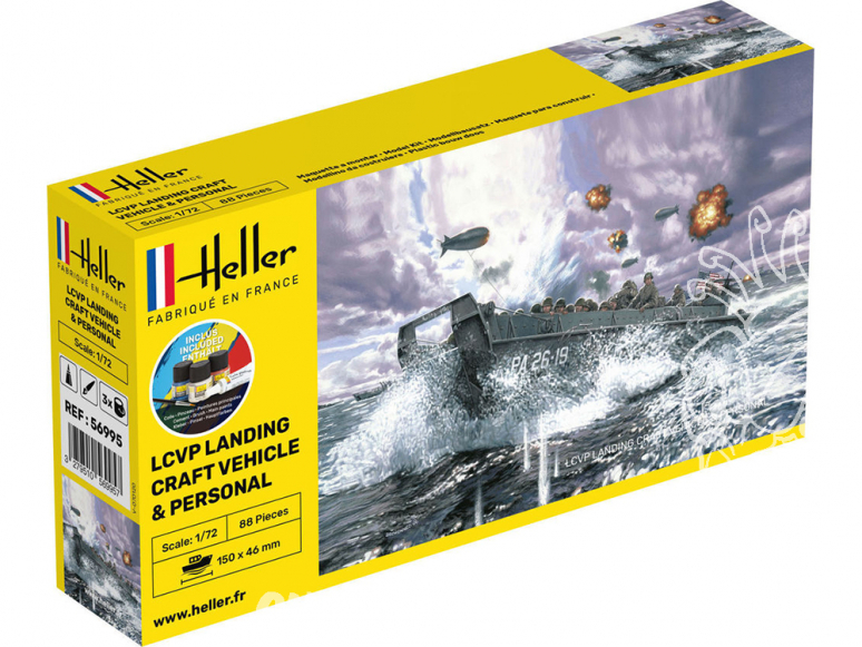 HELLER maquette militaire 56995 LCVP Landing Craft Vehicle and Personal kit complet 1/72