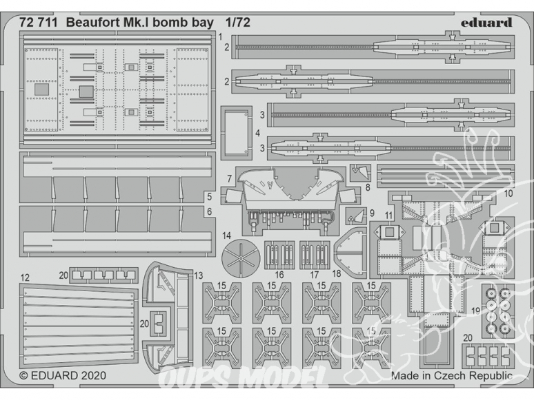 Eduard photodecoupe avion 72711 Baie de bombes Beaufort Mk.I Airfix 1/72