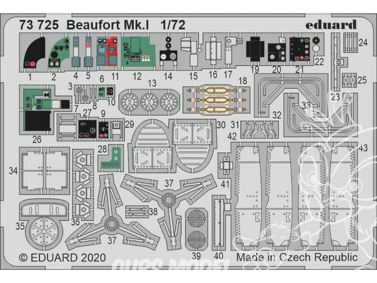 Eduard photodecoupe avion 73725 Amélioration Beaufort Mk.I Airfix 1/72