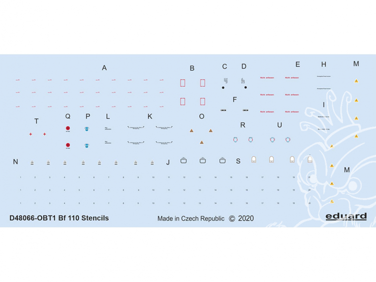 Eduard Decalques avion D48066 Marquages - Stencils Messerschmitt Bf 110 1/48