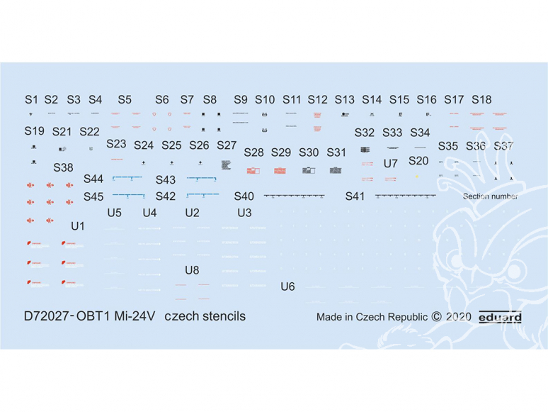 Eduard Decalques hélicoptère D72027 Marquages Tchèques Mi-24V 1/72