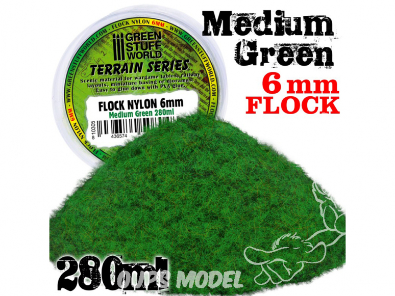 Green Stuff 10305 Herbe Statique 6mm Vert Moyen 280ml