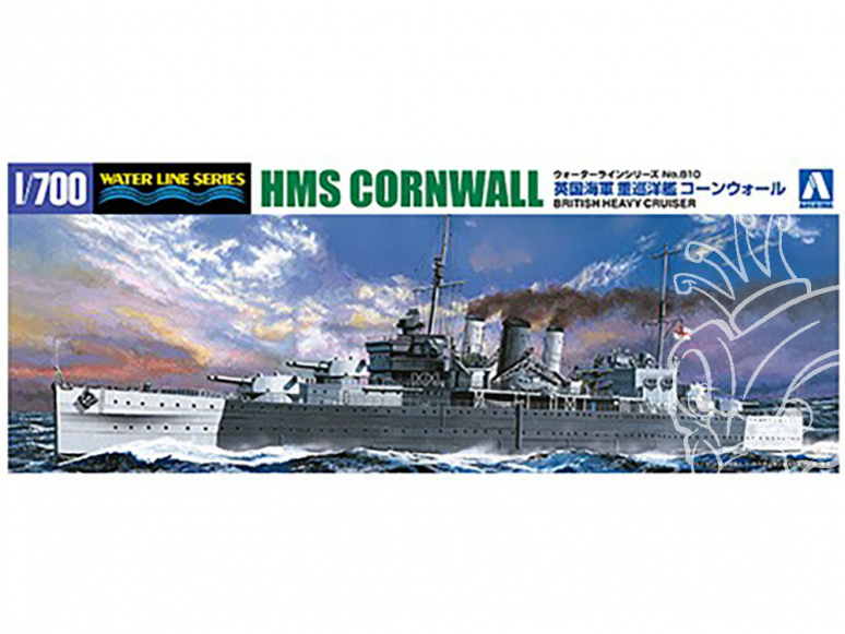 Aoshima maquette bateau 056745 HMS Cornwall (56) croiseur lourd 1/700