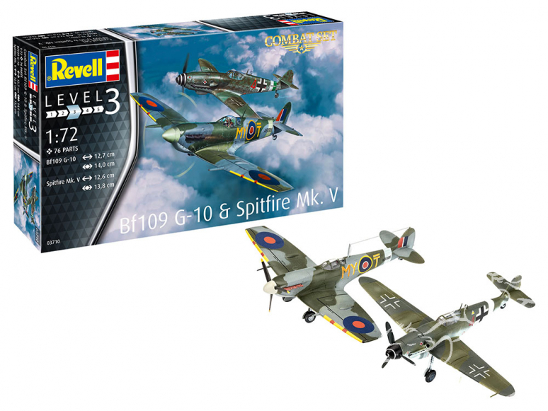 Revell maquette avion 03710 Combat Set Messerschmitt Bf109G-10 et Spitfire Mk.V 1/72