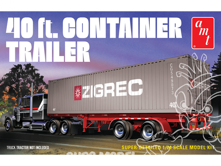AMT maquette camion 1196 Remorque de semi avec Container de 40" 1/24