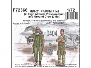 Cmk figurine F72366 Pilote MiG-21 PF / PFM (en combinaison haute pression) et personnel au sol (2 figurine) 1/72