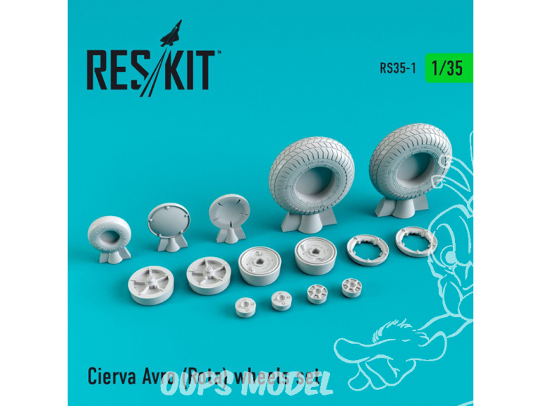 ResKit Kit RS35-0001 Ensemble de roues en résine pour Cierva Avro (Rota) 1/35