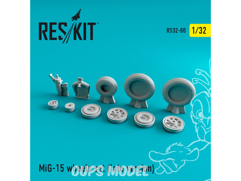 ResKit kit d'amelioration Avion RS32-0080 Ensemble de roues resine MiG-15 (late version) 1/32