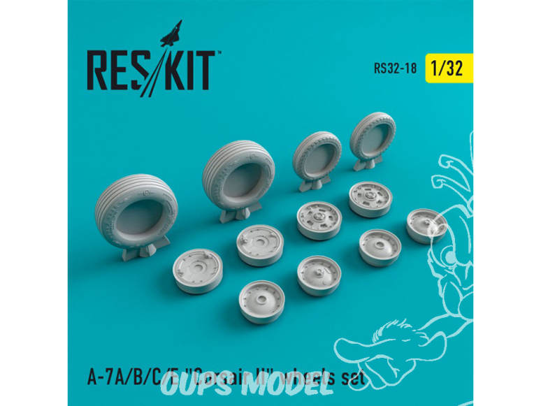 ResKit kit d'amelioration Avion RS32-0018 Ensemble de roues resine A-7 "Corsair II" (A / B / C / E) 1/32