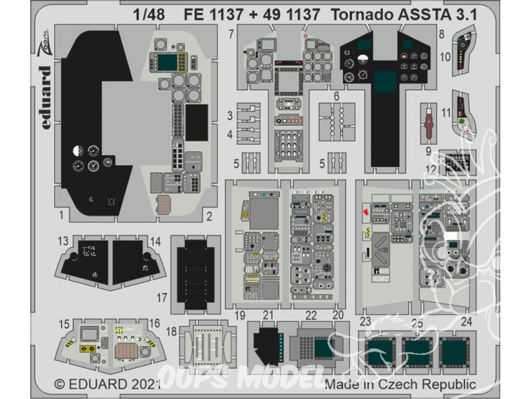 EDUARD photodecoupe avion FE1137 Zoom intérieur Tornado ASSTA 3.1 Revell 1/48