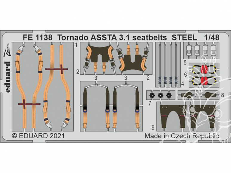 EDUARD photodecoupe avion FE1138 Harnais métal Tornado ASSTA 3.1 Revell 1/48