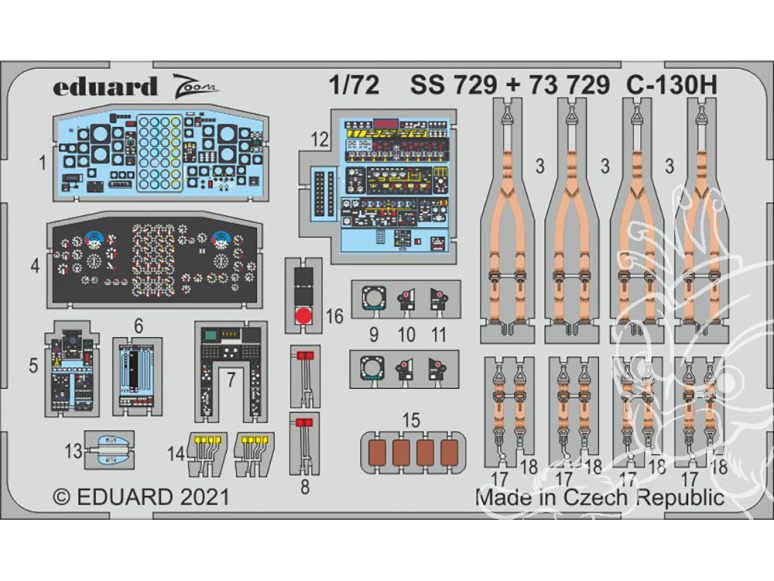 Eduard photodecoupe avion 73729 Intérieur C-130H Zvezda 1/72