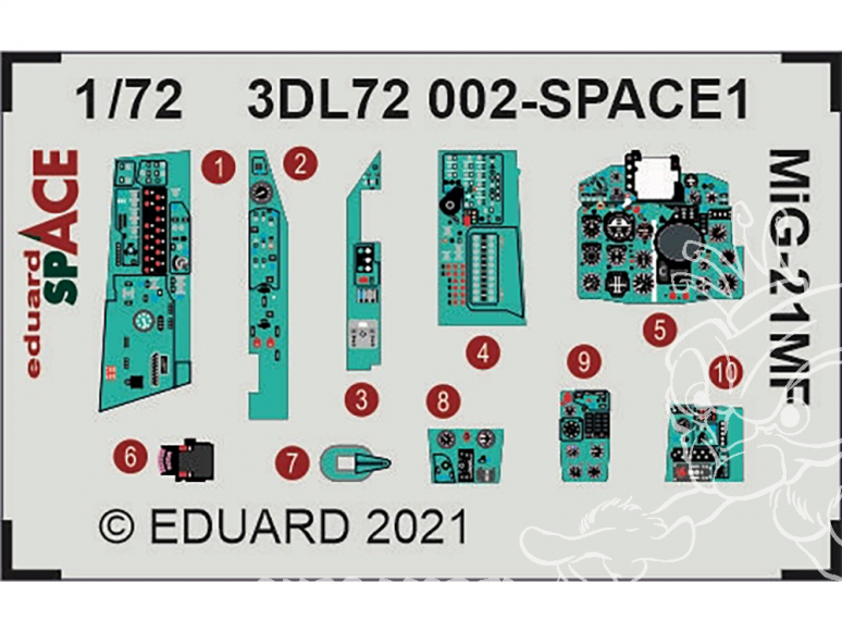 Eduard Space décalques 3D 3DL72002 MiG-21MF Eduard 1/72