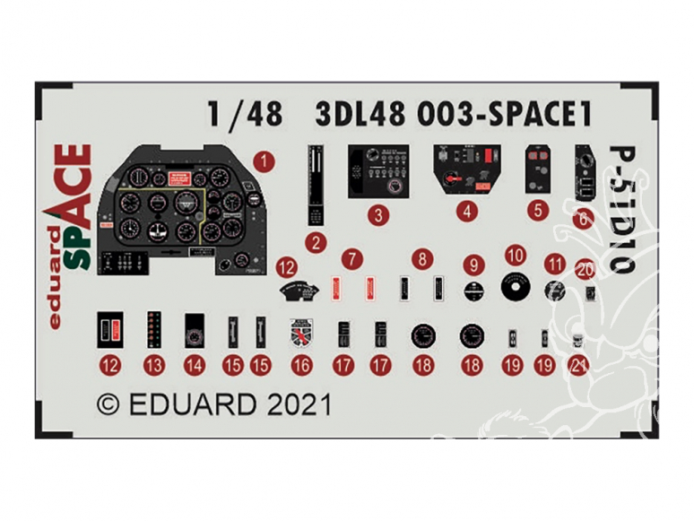 Eduard Space décalques 3D 3DL48003 P-51D-10 Eduard 1/48