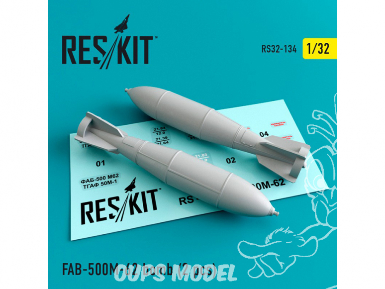 ResKit kit d'amelioration Avion RS32-0134 Bombe FAB-500 M-62 (2 pièces) 1/32