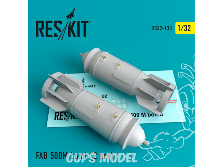 ResKit kit d'amelioration Avion RS32-0135 Bombe FAB 500 M (2 pièces) 1/32