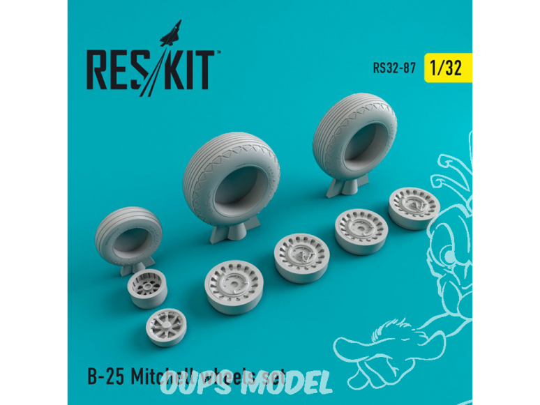 ResKit kit d'amelioration Avion RS32-0087 Ensemble de Roues en résine B-25 Mitchell 1/32