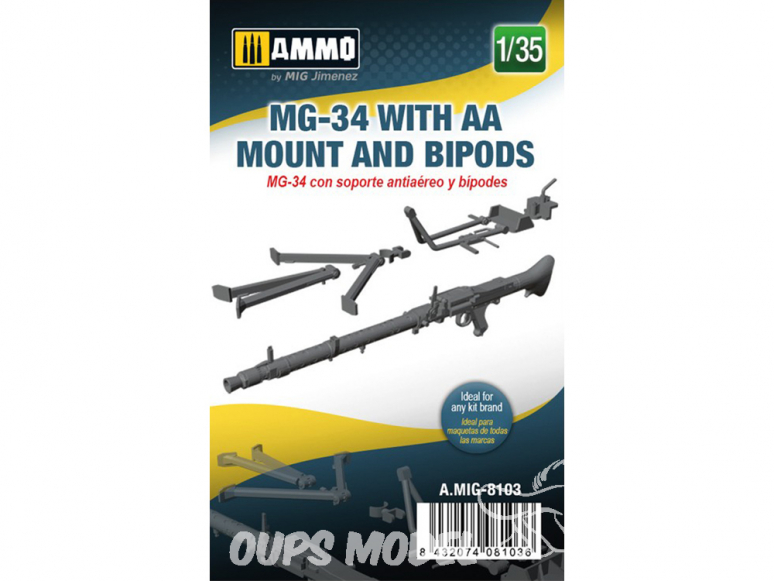Ammo Mig accessoire 8103 MG-34 monte AA et Bipieds 1/35